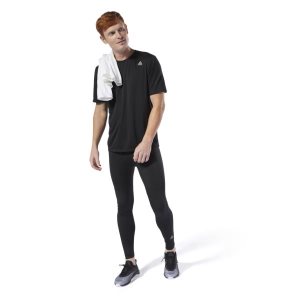 Koszulki Męskie Reebok Run Essentials Czarne PL 68IRSPJ